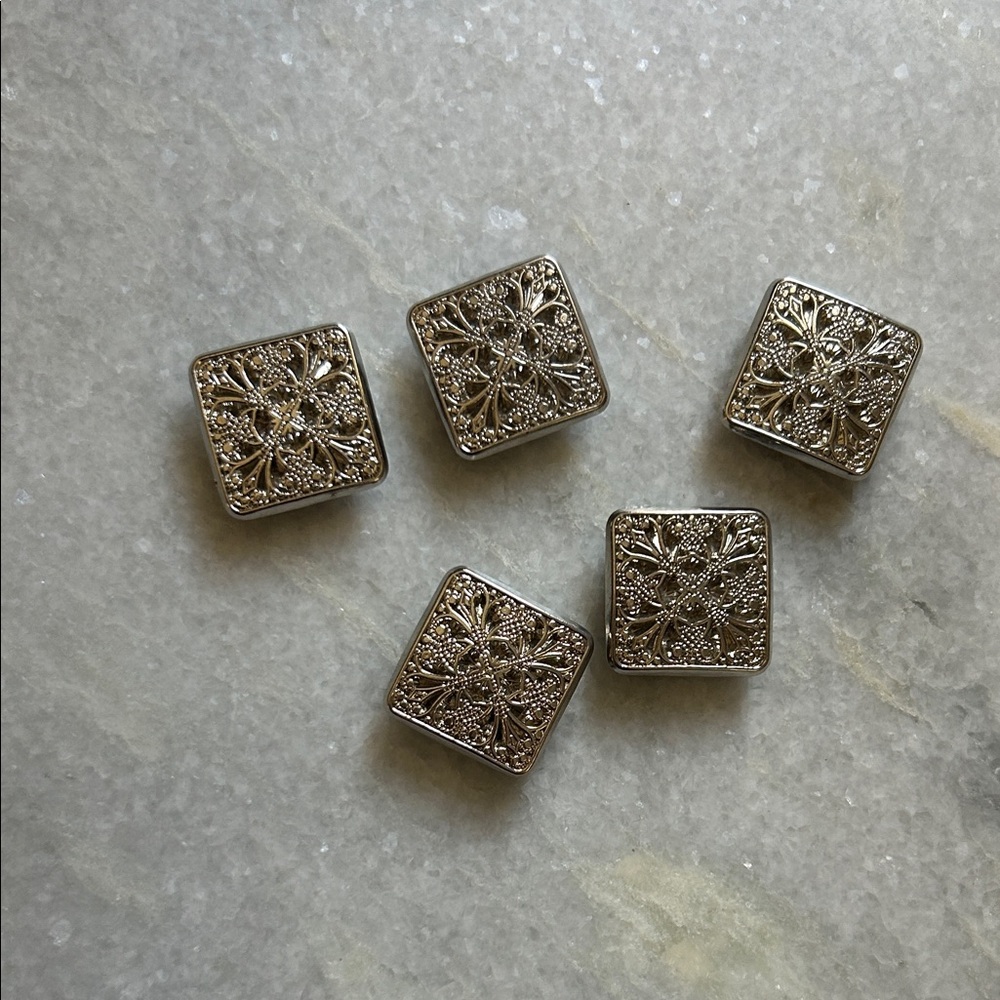 Elegant Silver Square Filigree Buttons